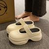 Sapatos Femininos de Solado Grosso com Furos de 8cm de Altura para Uso no Verão Novos Sandálias e Chinelos Casuais Baotou Sapatos Mary Jane de Cor Sólida
