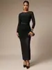 Vestido Bodycon Slim Fit de Cor Sólida com Bordas Franzidas e Recorte em Renda Redondo para Mulheres - Cruzamento Europeu e Americano Amazon Tk2026 Novo