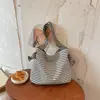 Bolsa de Tote de Verano Rayada de Bloques de Color Estilo Coreano Nicho Dongdaemun 2026 Nueva Bolso de Hombro Texturizado de Gran Capacidad de Moda
