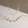 Elegante collar de acero de titanio, pulsera de nicho de lujo ligero, collar con colgante de circonita de acero inoxidable chapado en oro de 18K, joyería transfronteriza al por mayor