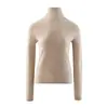 100% cachemira, tejido de alta calidad, suéter de cuello alto para mujer, corte holgado, color liso, manga larga, prenda base
