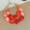 Collar de doble capa con cuentas acrílicas transfronterizo europeo y americano, cadena para la clavícula de lujo ligero de alta gama, joyería de estilo étnico vintage al por mayor