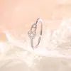 Anillo de Pin con Corazón de Circonita Microincrustada Amanecer de Primavera para Mujer, Anillo de Clip Ajustable de Moda de Lujo Ligero, Anillo para el Dedo Índice