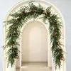 Enredadera artificial de plantas verdes transfronteriza con frutos de acebo y bayas rojas, enredadera artificial de Navidad para decoración de ambiente, enredadera artificial sinuosa