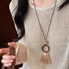 Nuevo Collar Largo Retro Estilo Chino Difuminado para Mujer Diseño de Nicho Cadena para Suéter de Gama Alta Accesorios Versátiles Simples para Cuello Halter