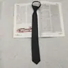 Corbata negra sin nudos para combinar con todo, estilo coreano, informal, para hombre de negocios, con cremallera, de color liso, para el trabajo