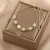 Corrente de Jade Hetian Sintético Feminina Design de Nicho Ins Marca Fu Pulseira com Pingente para Meninas Celebridade da Internet Joias de Luxo Leve Ajustável