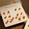 Set de Aretes de Pan de Agua Alcalina Lindos Dibujos Animados Divertidos Aretes de Croissant Pequeños y Delicados Aretes de Alta Gama