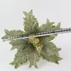Nuevos productos navideños, decoraciones navideñas, flores artificiales, flores rojas de Navidad, decoraciones para árbol de Navidad de tela de alta gama