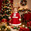 Vestido de Princesa de Invierno para Niñas, Vestido Rojo Navideño Forrado de Polar, Vestido de Felicitación de Año Nuevo, Vestido de Princesa Navideño de Moda para Bebés