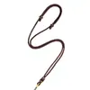 Colar Pingente Flor de Lótus de Elo Duplo Tecido à Mão para Homens e Mulheres, Cordão de Colar Ajustável, Cordão Café Preto, Pingente de Jade Multicolorido com Cordão