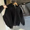 Sudadera con capucha gótica de estrella de strass transfronteriza europea y americana con diseño de cremallera, moda urbana, corte holgado, sudadera unisex