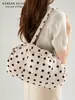 Bolsa Tote com Estampa de Bolinhas Estilo Coreano 2025, Grande Capacidade para o Dia a Dia e Viagem, Bolsa de Ombro de Nylon com Grande Capacidade