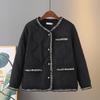 Outono e inverno moda irmã gorda leve estilo Chanel casaco acolchoado de algodão plus size feminino casual quente 1255