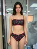 Moda Praia Europeia e Americana Maiô Amazon Maiô AliExpress Biquíni Transfronteiriço INS Novo Estilo Conjunto Pequena Cereja Preto Vermelho Feminino