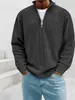 2026 Nuevo Amazon Otoño e Invierno Camisetas Casuales para Hombre Cuello Alto Cremallera Pana Manga Larga Camisa Polo para Hombre