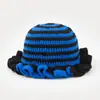 Chapéu de Pescador Tricotado com Babados Popular Transfronteiriço da Amazon Chapéu Feito à Mão de Crochê Chapéu de Lã Colorido da Moda com Babados