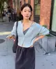 Enviado: Cardigã de tricô trançado doce novo de outono chique coreano, blusa casual solta