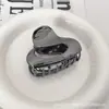 Presilha de Metal Irregular Coreana para Mulheres, Atmosfera de Outono e Inverno Grampo de Cabelo para Rabo de Cavalo Alto, Presilha Tubarão Moderna para Coque