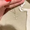 Collar de Cruz de Plata de Ley S925 con Diamantes Completos para Mujer, Estilo Vintage, Diseño de Nicho de Alta Gama, Cadena para Clavícula, Popular en Xiaohongshu