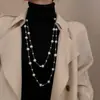 Collar de perlas largas irregulares, estilo francés, ligero, de lujo, elegante, de lana, con cadena, sencillo, de alta gama, al por mayor, para mujer.