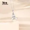 Colar Anjo da Felicidade Estilo Coreano Prata de Lei S925 Pérola Incrustada Feminino Corrente de Clavícula Fofa Nicho Estilo Casual Joia de Prata