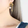 Design Geométrico Bundle Forma Brincos Exclusivo Creative Glass Colorido Grânulo Pingente Exagerado Moda Ear Joias