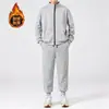 Conjunto de Moletom com Capuz e Forro de Lã para Homem, Roupa Esportiva Juvenil, Calça Jogger de Nove Pontos, Espessado, Casual e Versátil