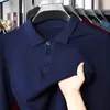 Suéter de punto con cuello de solapa para hombre, nuevo estilo otoño e invierno 2026, comercio exterior transfronterizo, polo casual de color liso de manga larga para hombre