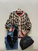 Suéteres Retro de Otoño e Invierno Europeos y Americanos Transfronterizos Moda Amazon para Mujer Versátil Bloques de Color Estampado de Leopardo Manga Larga Tejido Talla Grande