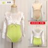 Ropa de práctica de danza de ballet para niños Monos de manga larga para niñas con bloques de color Faldas de danza folclórica Danza china Ropa de danza para niños pequeños