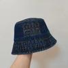 Sombrero de pescador vaquero con letras para mujer, gorro de pescador con cabeza grande, protección solar, para primavera y verano