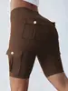 Shorts Esportivos de Yoga Respiráveis com Bolso de Botão Levanta Bumbum para Mulheres - Primavera e Verão - Leggings Justas (Importados da Amazon/Temu)