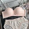 Brillante y adorable; Hilo perlado plisado ropa interior mujer pecho pequeño fruncido para mostrar soporte superior grande y flacidez hermoso sujetador de espalda