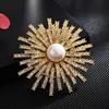Broche de Girassol de Cobre com Zircônia Elegante e Requintado Pinos de Flor Galvanizados que Preservam a Cor Acessórios para Roupas Joias Anti-Exposição