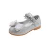Sapatos de couro para meninas, novos, da moda, com laço brilhante, sapatos de pérola de fada princesa, sapatos infantis para meninas com lantejoulas