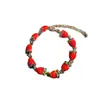 Pulsera Dulce de Fresa Roja, Fresca y Elegante, Accesorio de Alto Valor para Estudiantes, Realza el Cutis, Sensación Exquisita y de Alta Gama, DIY para Mujeres