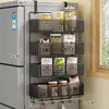 Estante de Almacenamiento Lateral para Refrigerador Estante para Suministros de Cocina Estante Colgante de Pared Lateral Multicapa para Botellas de Especias Película Adhesiva Sin Perforaciones