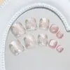 Olho de Gato Tridimensional Flor Dourada Estilo Francês Suave Clareador Versátil Estilo Ins Europeu e Americano Unhas Postiças Removíveis 24 Peças