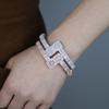 Pulseras Europeas y Americanas Transfronterizas Incrustadas con Piedras Redondas Cuadradas y Circonitas, Oro, Oro Rosa y Plata, Joyería de Alta Gama para Hombres y Mujeres