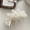 Pinza para el Cabello con Lazo de Encaje de Malla Suave Estilo Francés, Pinza de Tiburón de Alta Gama de Nicho para el Cabello, Pasador Dulce Adorno para el Cabello