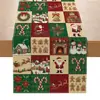 Camino de mesa navideño transfronterizo con estampado de múltiples patrones, Decoración de mesa, Arreglo para fiesta en casa, Mantel largo
