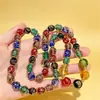 Pulseira e colar com contas de cinza de incenso folheada a ouro e vidro do deus da riqueza de cinco vias