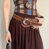 Jeans Versátiles Estilo Americano Vintage con Cintura Ancha y Adorno Decorativo, Cinturón Adelgazante y Realzador de Cintura