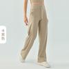 Calças esportivas slim fit com bolso grande, calças largas de ioga com cordão elástico alto, calças retas e respiráveis para primavera e outono
