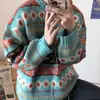 Suéter de Natal Fair Isle para Homens, Estilo Retro Japonês, Marca de Moda Vintage Grossa, Malhas de Inverno Atacado