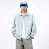 Chaqueta de Trabajo de Sarga Pesada con Solapas para Hombre, Otoño e Invierno, con Decoración de Remaches, Mangas con Puño, Corte Holgado, Estilo Corto Casual Vintage