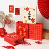 Bolsa de Presente Festiva Vermelha Estilo Chinês, Embalagem de Presente de Ano Novo, Bolsa Tote de Alto Valor para Presentear, Sacola de Papel Grande para Compras