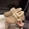 Sapatos femininos estilo Birkenstock, totalmente fechados, forrados com fleece, com aumento interno de 5 cm de altura, sapatos versáteis de algodão estilo floresta retrô para outono/inverno de 2026 para mulheres baixinhas