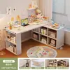 Mesa de Canto para Uso Doméstico, Mesa de Estudo para Apartamentos Pequenos, Penteadeira para Quarto de Meninas, Cômoda Integrada, Mesa de Computador em L de Madeira Maciça